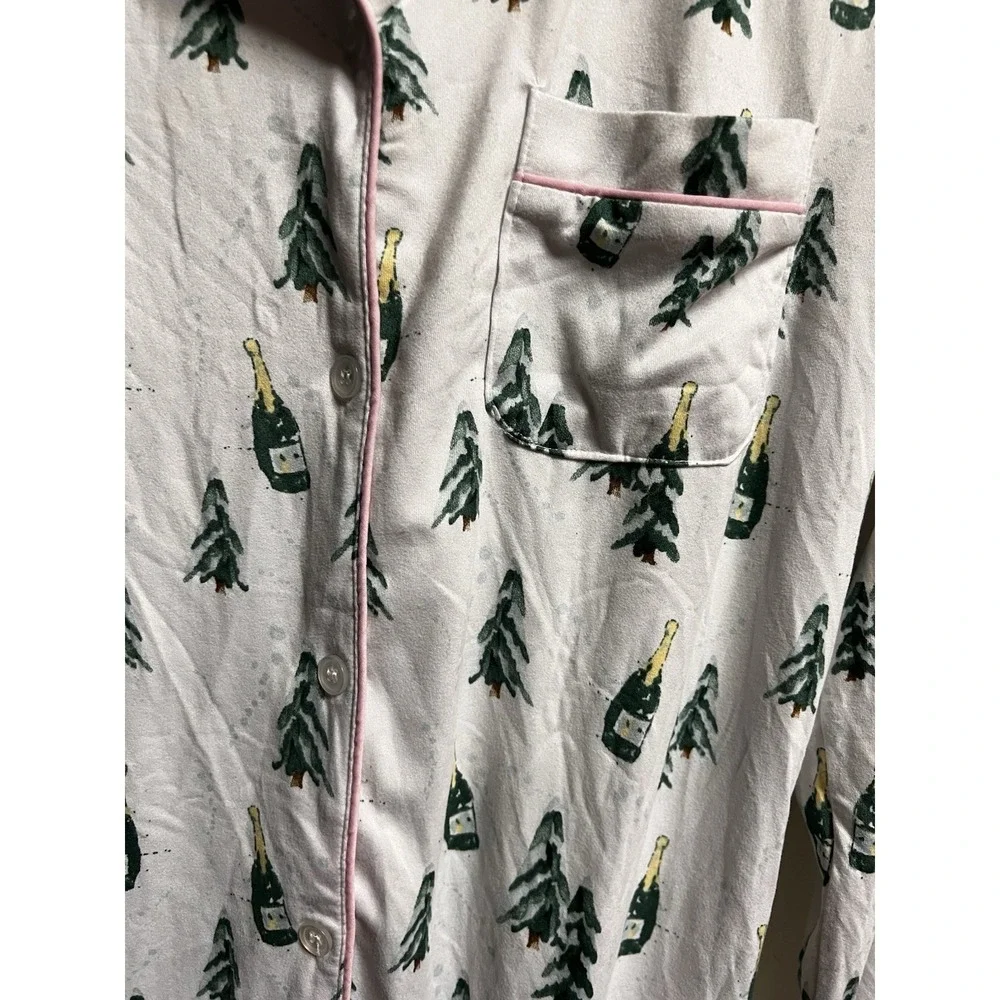 The Royal Standard Champagne Christmas Tree‎ Sleep Shirt Nightgown Small White